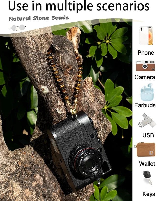 Alt view image 4 of 7 - Beaded Phone Charm Wrist Strap with Tether Tab Camera Lanyard