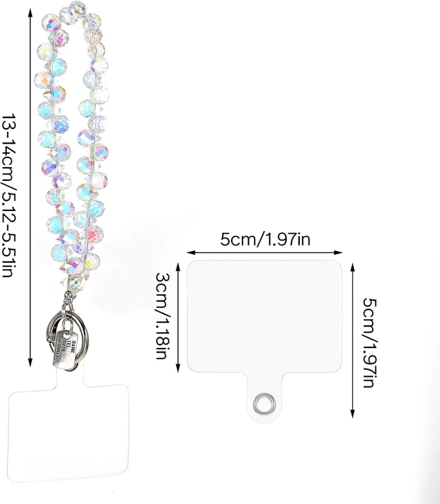 Alt view image 2 of 7 - 2pcs Crystal Beaded Phone Wrist Strap with Tether Tab Cute Phone Bracelet Strap for Women Blingbling Sparkling Cell Phones Wrist Straps Beaded (Deep Purple + Transparent)
