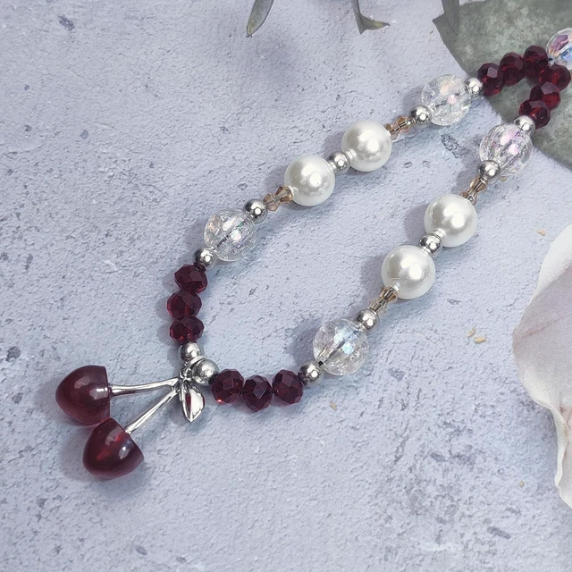 Alt view image 3 of 7 - Phone Charms Cute Cherry Butterfly Cell Phone Lanyard Strap Wrist Strap for Bag Airpods Camera Pendants Decor