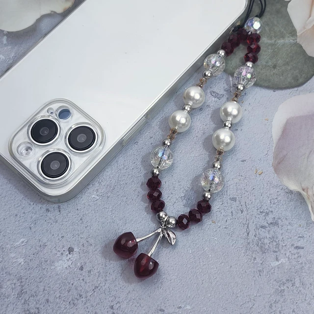 Alt view image 5 of 7 - Phone Charms Cute Cherry Butterfly Cell Phone Lanyard Strap Wrist Strap for Bag Airpods Camera Pendants Decor