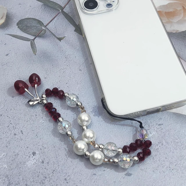 Alt view image 7 of 7 - Phone Charms Cute Cherry Butterfly Cell Phone Lanyard Strap Wrist Strap for Bag Airpods Camera Pendants Decor