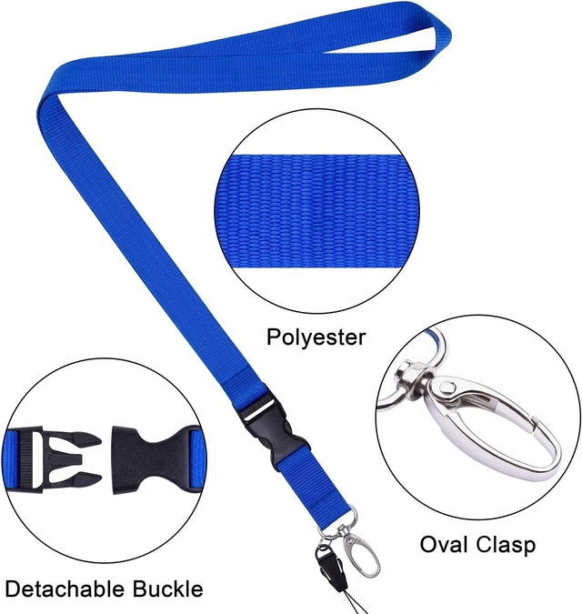 Alt view image 3 of 7 - Office Lanyard 3 Pack 23 Neck Strap Lanyards - Black Blue Red