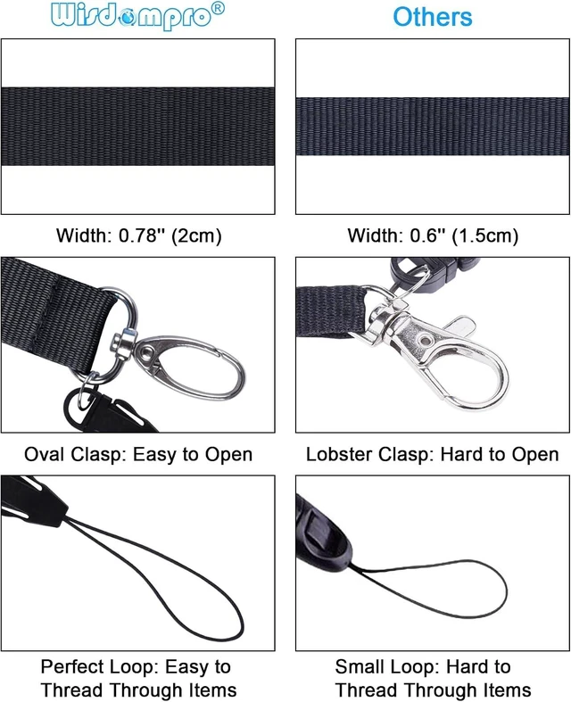 Alt view image 4 of 7 - Office Lanyard 3 Pack 23 Neck Strap Lanyards - Black Blue Red
