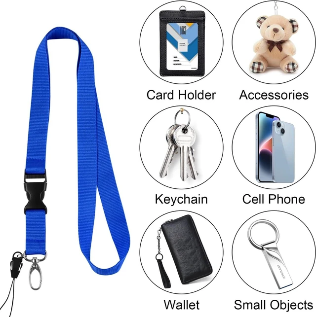 Alt view image 5 of 7 - Office Lanyard 3 Pack 23 Neck Strap Lanyards - Black Blue Red