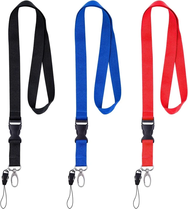 Alt view image 7 of 7 - Office Lanyard 3 Pack 23 Neck Strap Lanyards - Black Blue Red