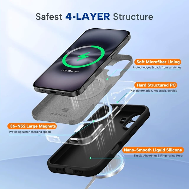 Alt view image 3 of 7 - Silicone & Magnetic for iPhone 16 Case Black
