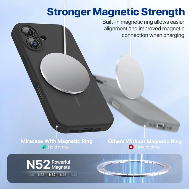 Alt view image 5 of 7 - Silicone & Magnetic for iPhone 16 Case Black