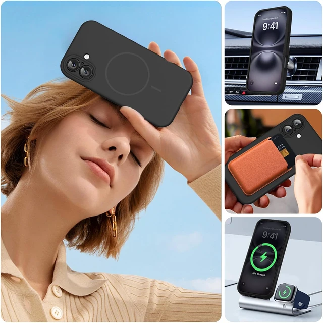 Alt view image 6 of 7 - Silicone & Magnetic for iPhone 16 Case Black
