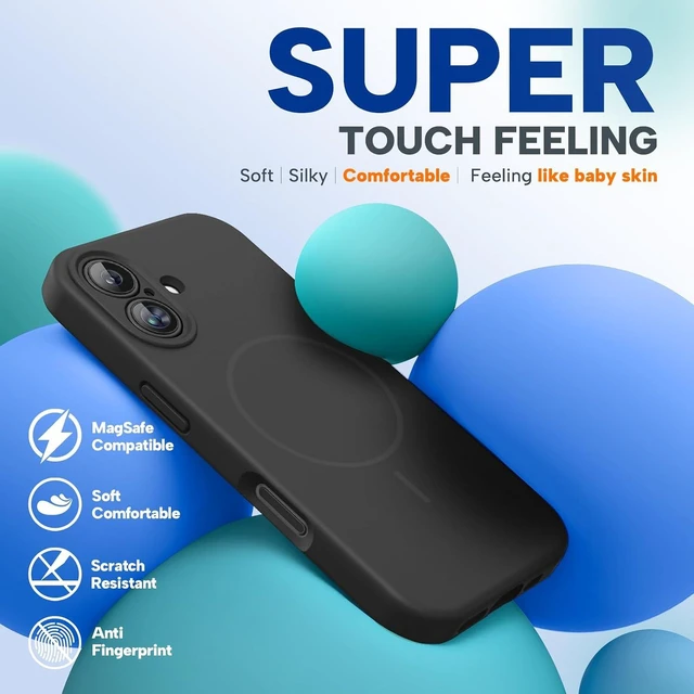 Alt view image 7 of 7 - Silicone & Magnetic for iPhone 16 Case Black