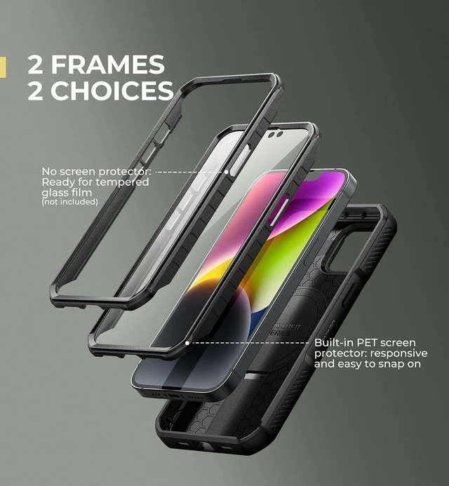 Alt view image 6 of 7 - for iPhone 13/iPhone 14 Case with Slide Camera Cover & Adjustable Kickstand & Built-in Screen Protector Magnetic Rugged Shockproof Bumper Cases Heavy-Duty Magnetic Protective Cover Black