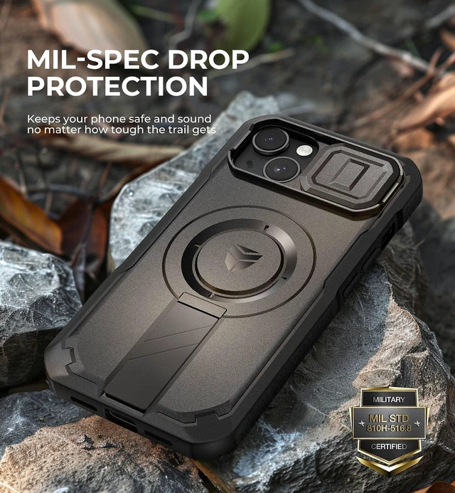 Alt view image 7 of 7 - for iPhone 13/iPhone 14 Case with Slide Camera Cover & Adjustable Kickstand & Built-in Screen Protector Magnetic Rugged Shockproof Bumper Cases Heavy-Duty Magnetic Protective Cover Black