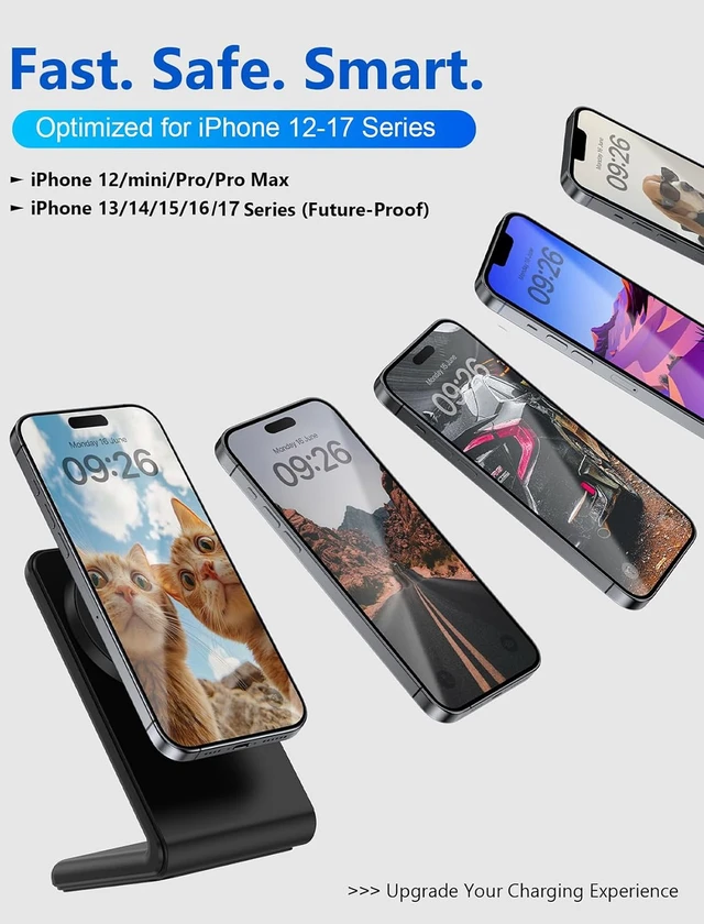 Alt view image 6 of 7 - for MagSafe Charger - Magnetic Wireless Charger for iPhone 12-17 Black