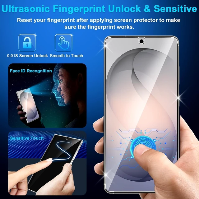 Alt view image 7 of 7 - 3 Pack for Galaxy S26 Ultra Screen Protector Tempered Glass + 3 Pack Camera Lens Protector Military Grade Shatterproof 9H Hardness Fingerprint Unlock Case Friendly 6.9 Inch