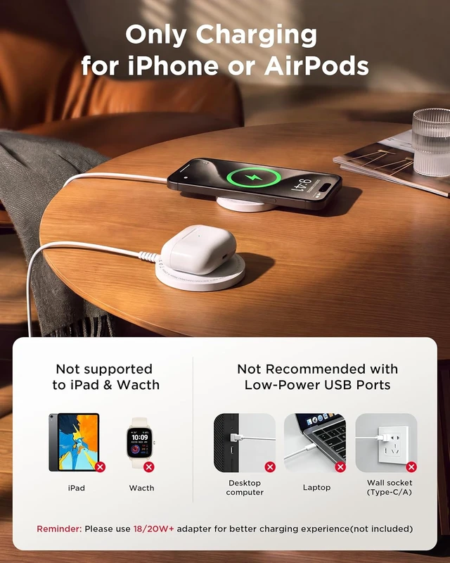 Alt view image 2 of 7 - MagSafe Charger 2 Pack: Magnetic Wireless Charge iPhone 17-12 & AirPods