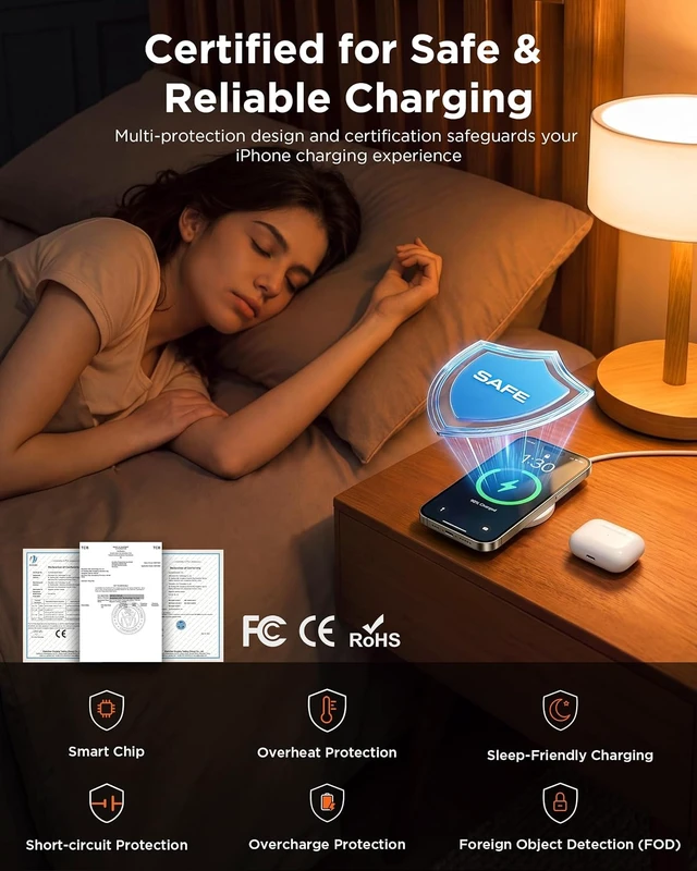 Alt view image 7 of 7 - MagSafe Charger 2 Pack: Magnetic Wireless Charge iPhone 17-12 & AirPods