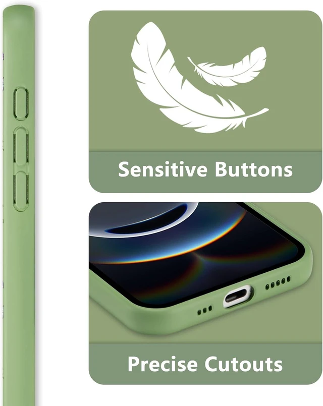 Alt view image 4 of 7 - Floral Case for iPhone 16e/17e Silicone Cute Cover for Women Green