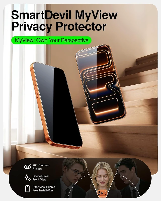Alt view image 2 of 7 - 2 Pack Tempered Glass for iPhone 17 Pro Privacy Screen Protector