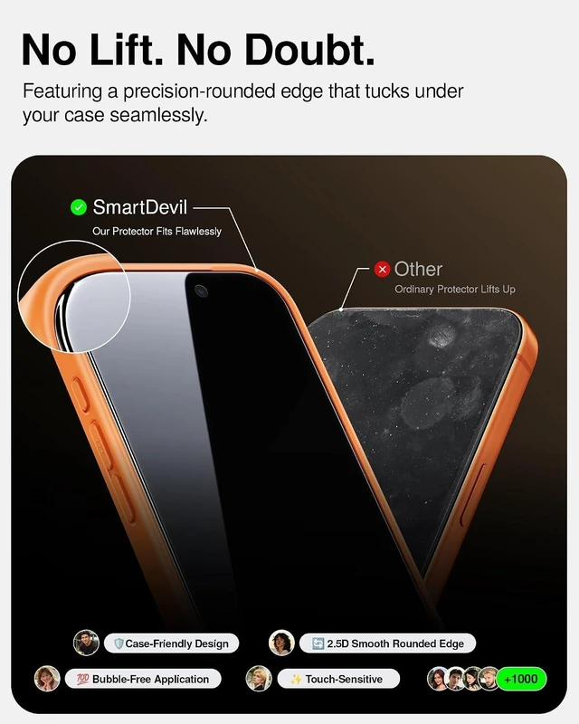 Alt view image 7 of 7 - 2 Pack Tempered Glass for iPhone 17 Pro Privacy Screen Protector