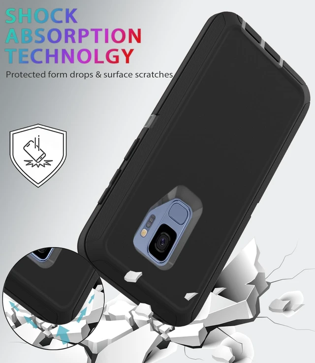 Alt view image 2 of 7 - for Galaxy S9 Case Shockproof Dropproof Heavy Duty Protective Galaxy S9 Csae 5.8 Inch (Black/Gray)
