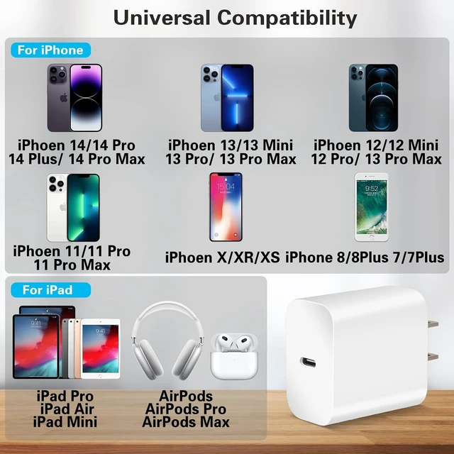 Alt view image 2 of 6 - iPhone Fast Charger Charger Super Quick iPhone Charger Fast Charging 2Pack 10FT Long Type-C to Lightning Cable Cord USB C Wall Charger Block Adapter for iPhone 14 13 12 11/13Pro Max/12Mini/XS/XR