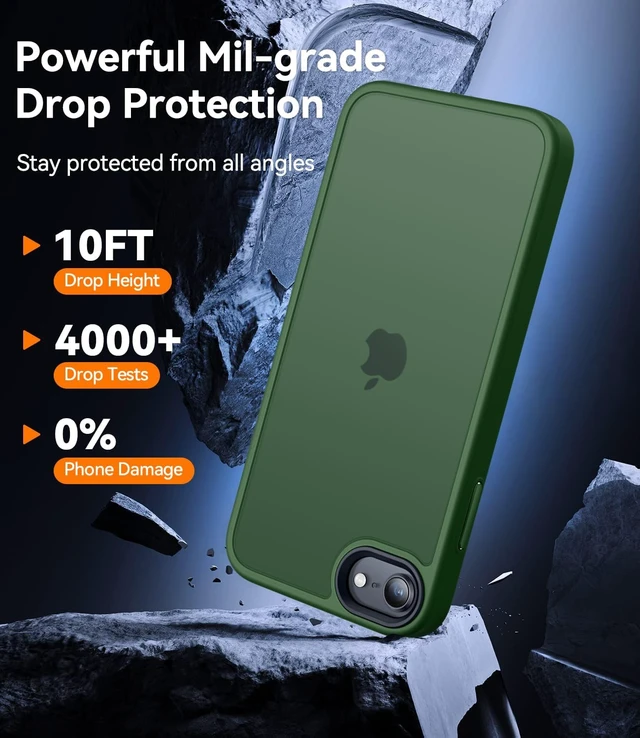 Alt view image 3 of 6 - Shockproof for iPhone 8/7 & SE (3rd/2nd Gen) Case Deep Green