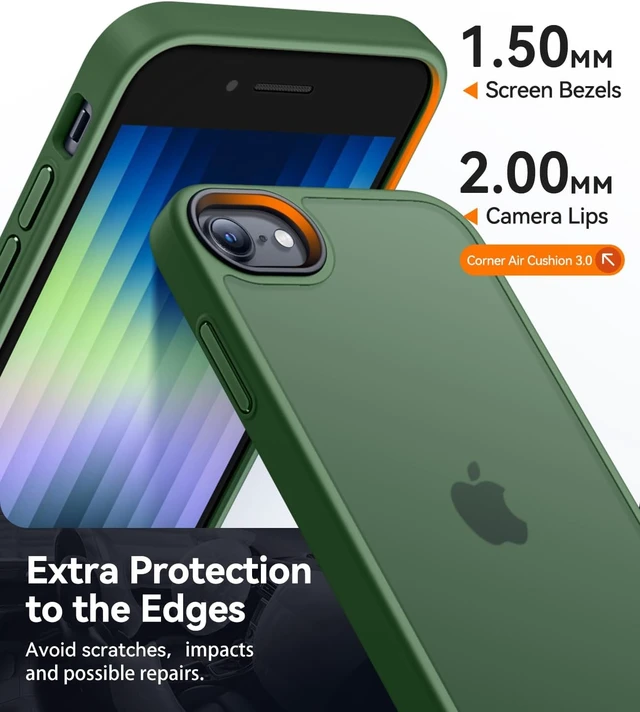 Alt view image 4 of 6 - Shockproof for iPhone 8/7 & SE (3rd/2nd Gen) Case Deep Green