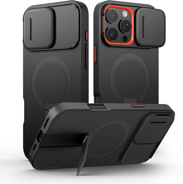 Main image of for iPhone 16 Pro Max Case with Magnetic Camera Slide Cover and Adjustable Kickstand Compatible with MagSafe Shockproof Bumper Case Slim Protective Cover 6.9 Inch Black