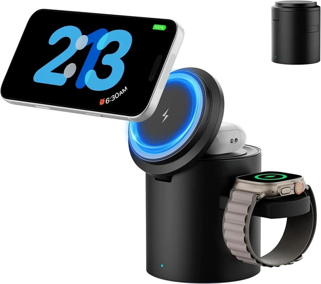 Main image of Foldable Magnetic 3 in 1 Wireless Charger Stand for iPhone Watch AirPods