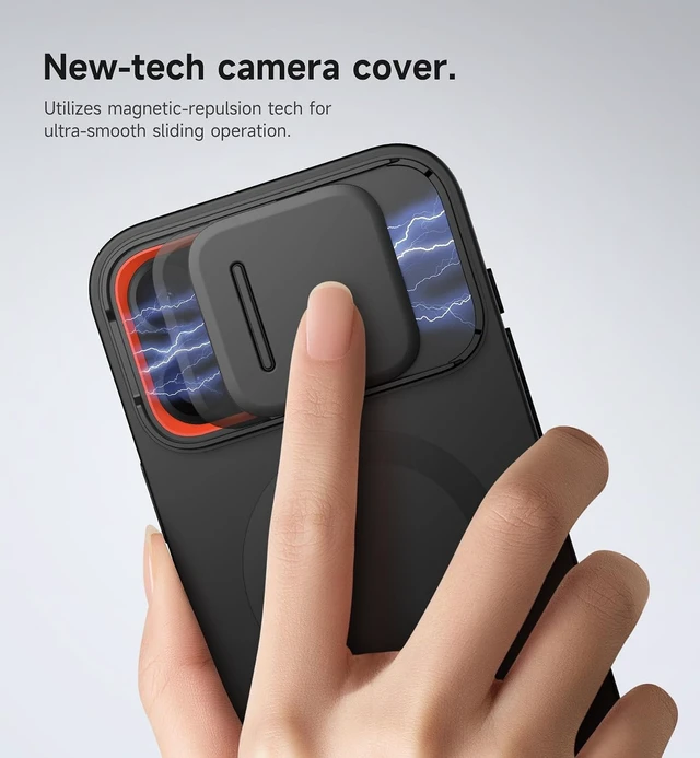 Alt view image 4 of 7 - for iPhone 16 Pro Max Case with Magnetic Camera Slide Cover and Adjustable Kickstand Compatible with MagSafe Shockproof Bumper Case Slim Protective Cover 6.9 Inch Black