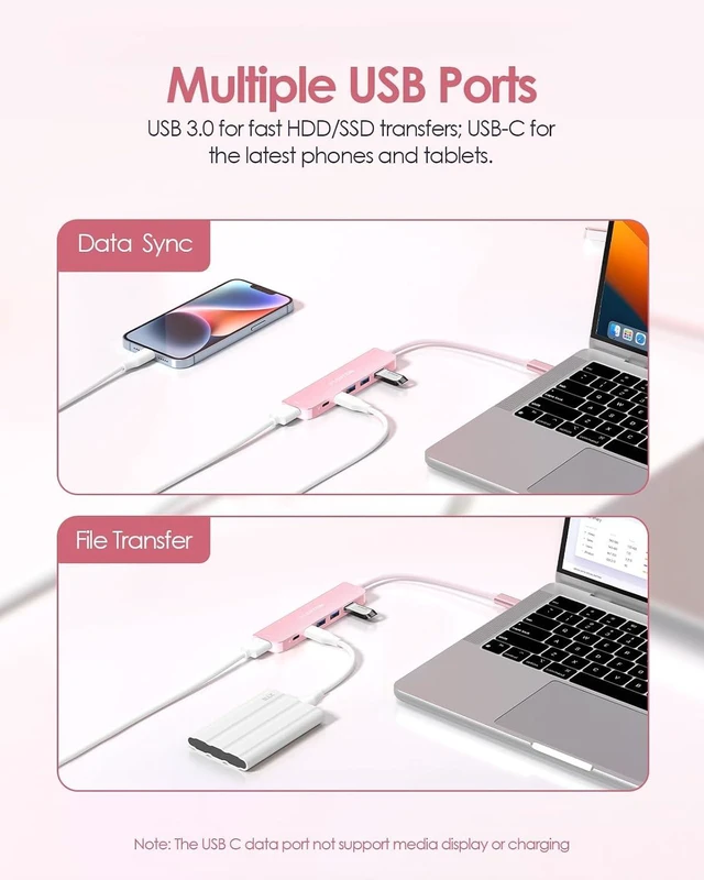Alt view image 3 of 7 - 6-in-1 USB C Hub 4K@60Hz HDMI 100W PD 3 USB 3.0 USB-C Data