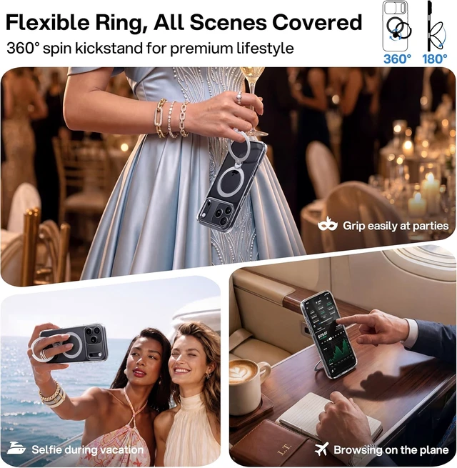 Alt view image 3 of 7 - Clear 360 Spin Magnetic Stand for iPhone 18 Pro Max Case