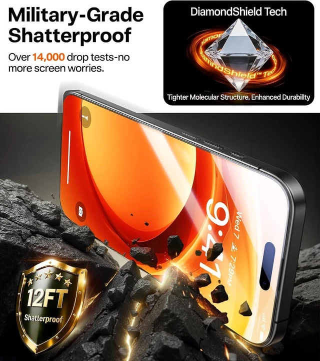 Alt view image 3 of 7 - Unbreakable for iPhone 17 Pro Screen Protector 2-Pack 6.3 inch