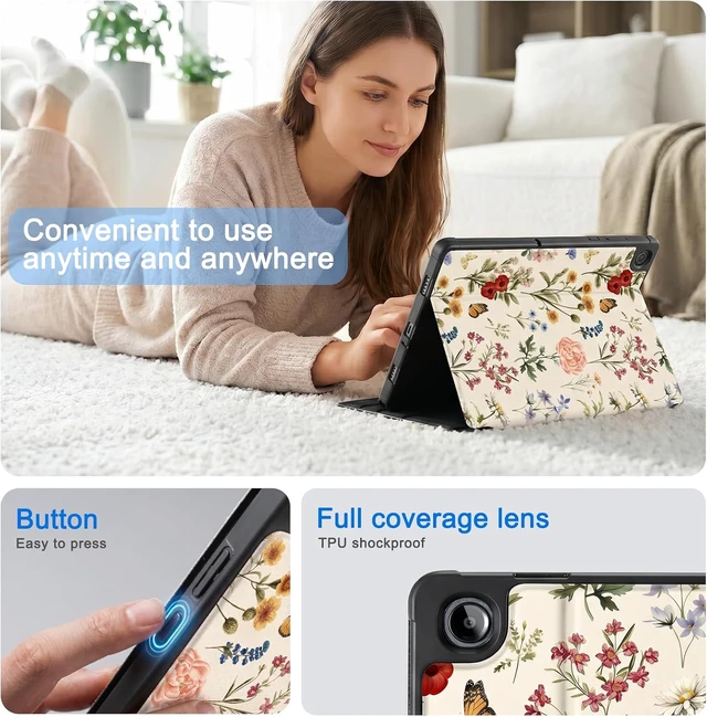 Alt view image 3 of 7 - Case for Galaxy Tab A11+ Plus 11 2025 Multi-Viewing Angles All New PU Leather Folio Stand Cover with Auto Sleep Wake Feature for Galaxy Tab A11+ Tablet 11-inch Floralia