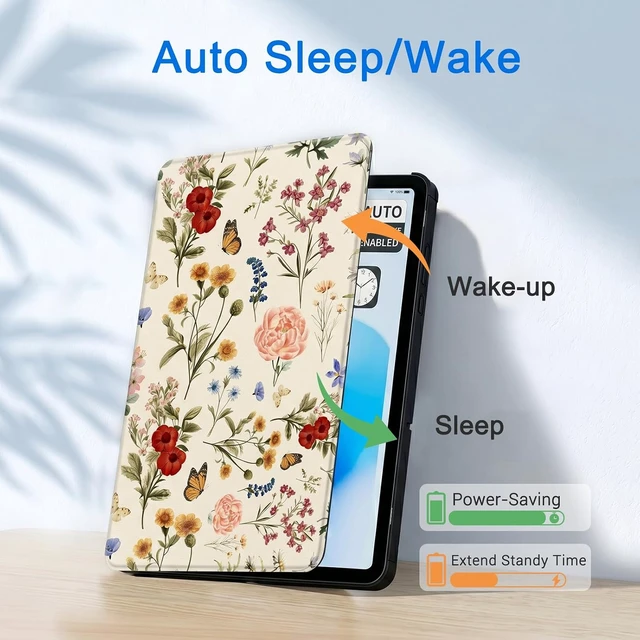 Alt view image 6 of 7 - Case for Galaxy Tab A11+ Plus 11 2025 Multi-Viewing Angles All New PU Leather Folio Stand Cover with Auto Sleep Wake Feature for Galaxy Tab A11+ Tablet 11-inch Floralia
