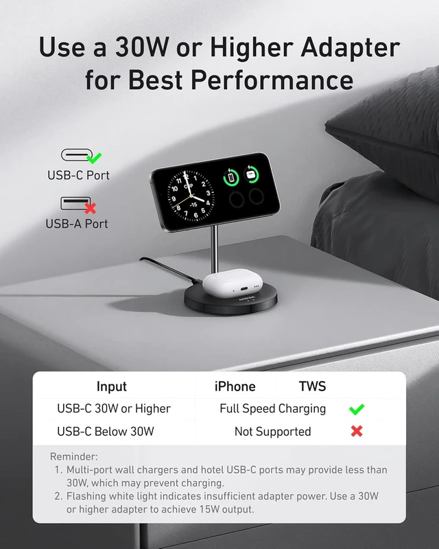 Alt view image 3 of 6 - MagGo 2-in-1 MagSafe Compatible Qi2 15W Wireless Charging Stand
