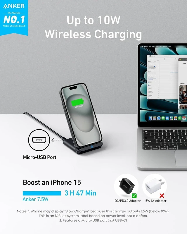 Alt view image 2 of 7 - 313 Qi-Certified 10W Max Wireless Charger Stand