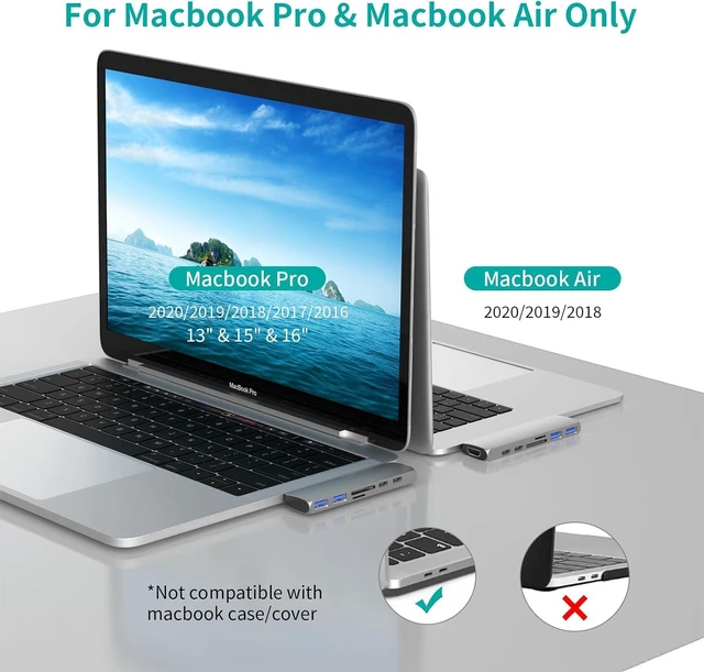 Alt view image 7 of 7 - USB C Hub for MacBook Pro/Air M1 M2 7-in-2 Thunderbolt 3/4 Compatible Adapter with 4K HDMI 100W PD 2 USB 3.0 and SD/TF Card Reader