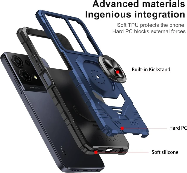 Alt view image 3 of 6 - Phone Case for TCL K33/TCL K32 5G with Screen Protector Magnetic Ring Stand