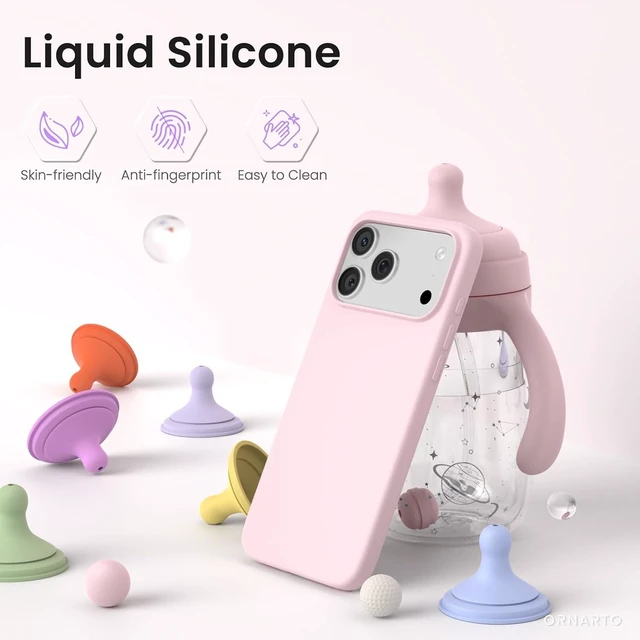 Alt view image 3 of 6 - for iPhone 17 Pro Max Case Liquid Silicone Chalk Pink