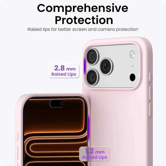 Alt view image 4 of 6 - for iPhone 17 Pro Max Case Liquid Silicone Chalk Pink