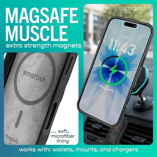 Alt view image 3 of 7 - iPhone 17 MagSafe Case Gripmunk Slim Magnetic Grip Case Black
