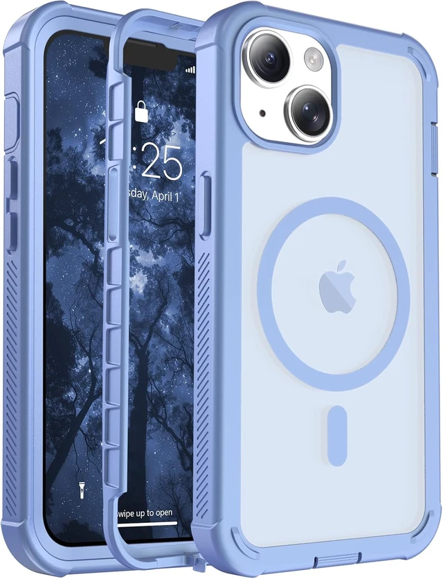 Main image of Magnetic for iPhone 14 Case Heavy Duty Protection Blue Purple