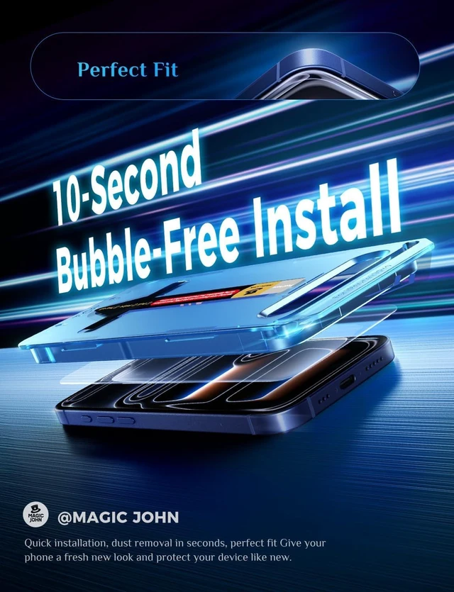 Alt view image 3 of 7 - Easy Installation for iPhone 17 Pro Screen Protector 2 Pack