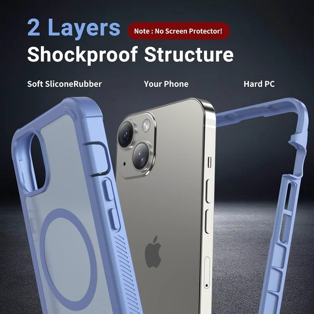 Alt view image 2 of 7 - Magnetic for iPhone 14 Case Heavy Duty Protection Blue Purple