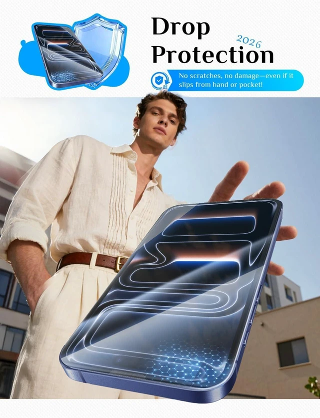 Alt view image 6 of 7 - Easy Installation for iPhone 17 Pro Screen Protector 2 Pack