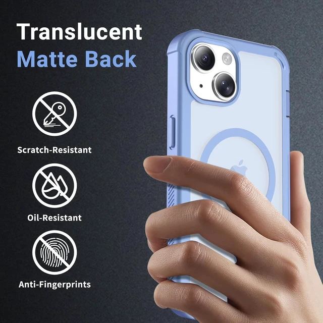 Alt view image 5 of 7 - Magnetic for iPhone 14 Case Heavy Duty Protection Blue Purple