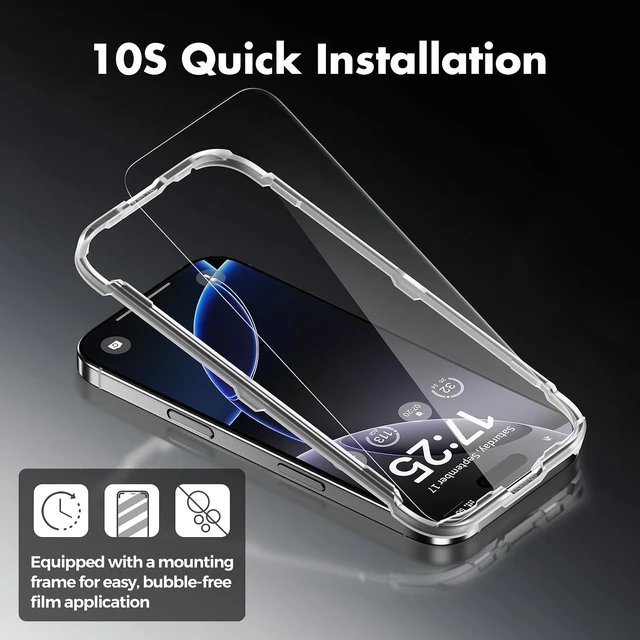 Alt view image 2 of 7 - 3-Pack Screen Protector for iPhone 16 Pro Max Tempered Glass