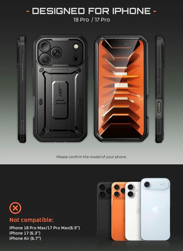Alt view image 2 of 7 - for iPhone 18 Pro Case / 17 Pro Case with Belt Clip Black