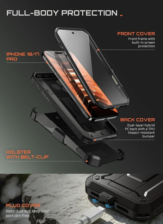 Alt view image 6 of 7 - for iPhone 18 Pro Case / 17 Pro Case with Belt Clip Black