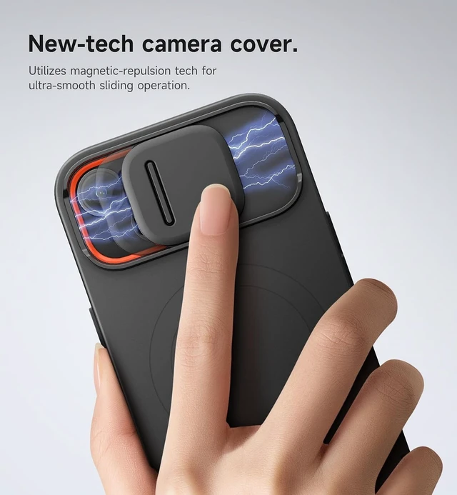 Alt view image 4 of 7 - for iPhone 13/14 Case with Magnetic Camera Slide Cover and Adjustable Kickstand Compatible with MagSafe Shockproof Bumper Case Slim Protective Cover for iPhone 13/14 6.1 Inch Black